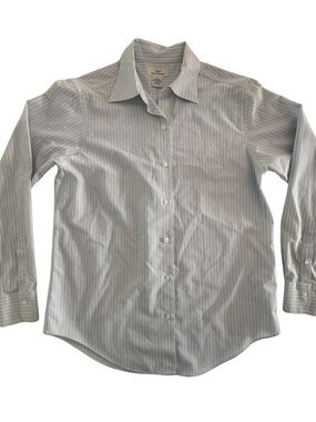 Brooks Brothers 346 Blue Stripe Button Front Shirt Size 6 Career Preppy